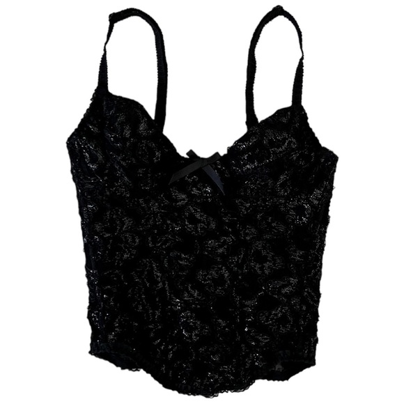 Escante Tops - SOLD VINTAGE Black Lace Bustier Crop Top